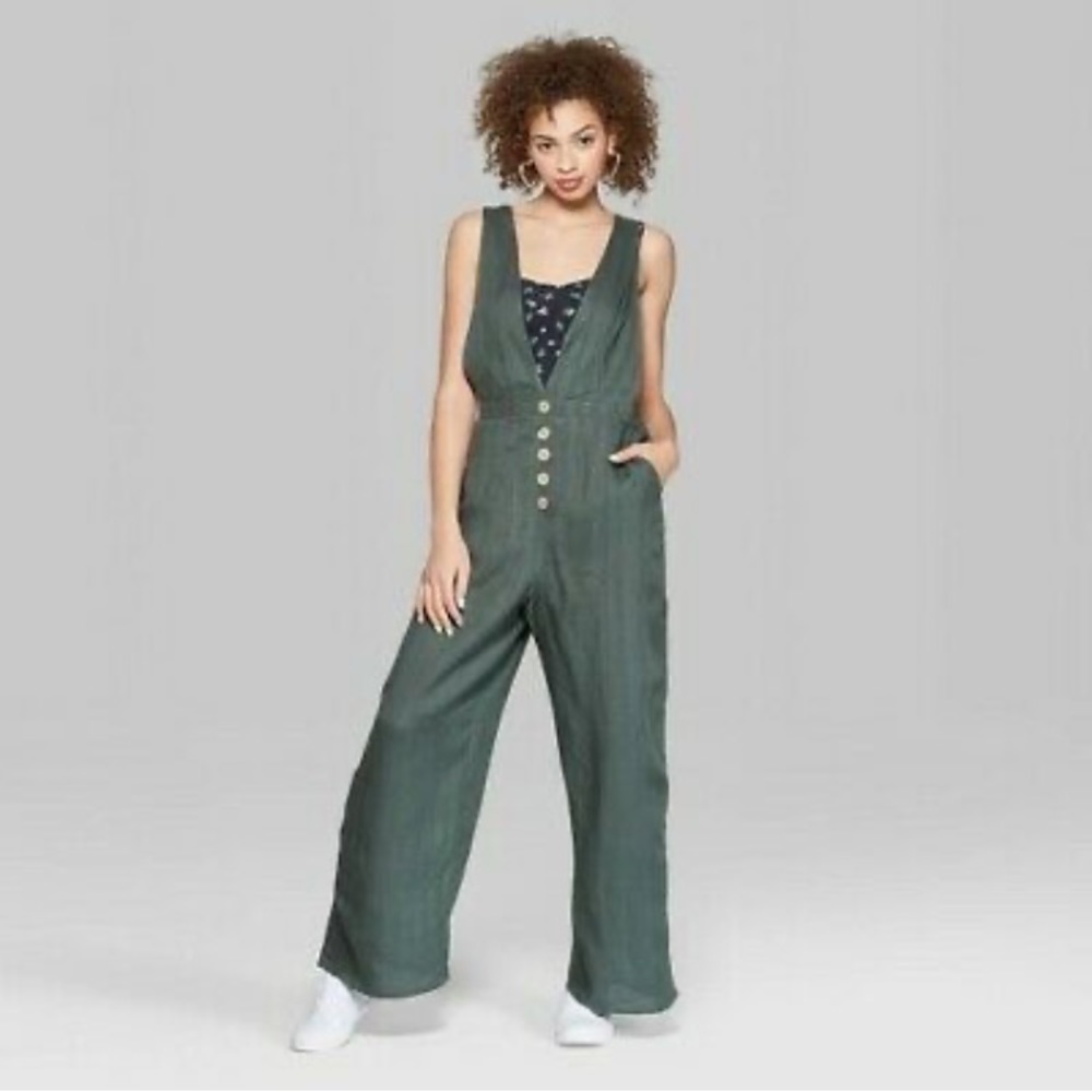 Wild Fable Deep V-Neck Button-Front Jumpsuit